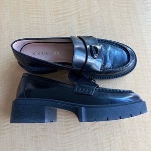 Coach Leah Platform Loafer, Black, 37.5, 7
